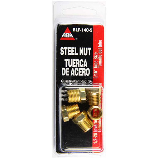 Ags Steel Tube Nut, 5/16 (1/2-20 Inverted), 5/card BLF-14C-5